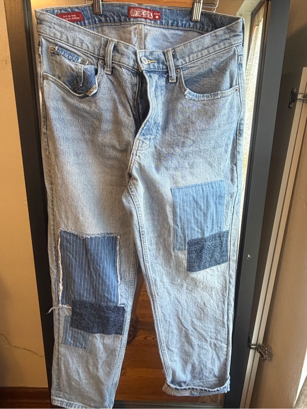 Lucky Brand Light Blue Patchwork Boyfriend Jeans